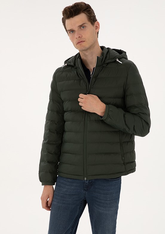 PİERRE CARDİN - Erkek Yeşil Basic Mont