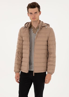 PİERRE CARDİN - Erkek Bej Basic Mont
