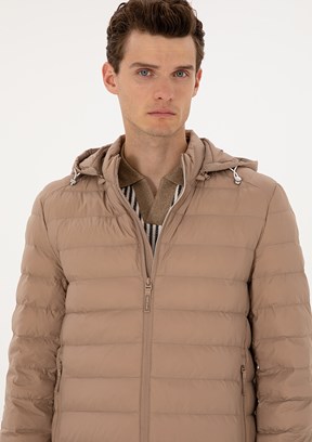 PİERRE CARDİN - Erkek Bej Basic Mont