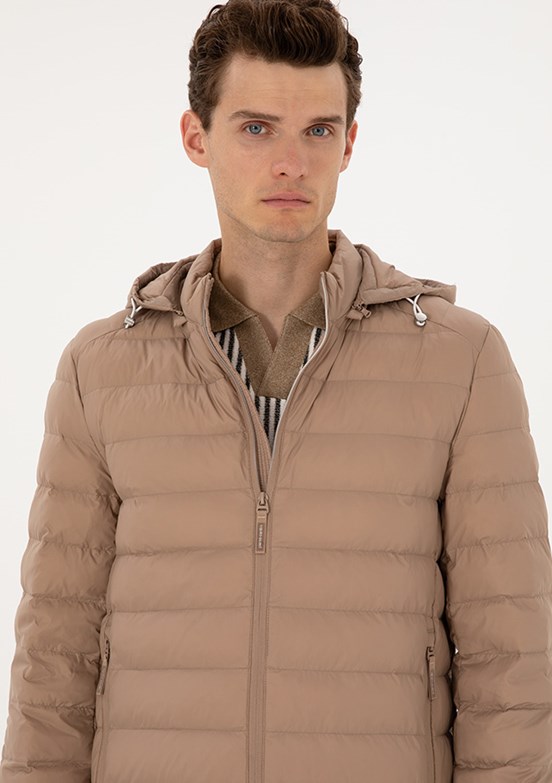 PİERRE CARDİN - Erkek Bej Basic Mont
