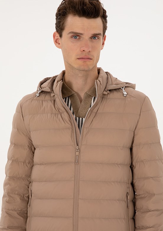 PİERRE CARDİN Bej Erkek Basic Mont