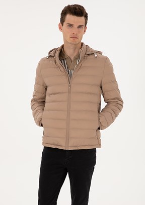 PİERRE CARDİN - Erkek Bej Basic Mont