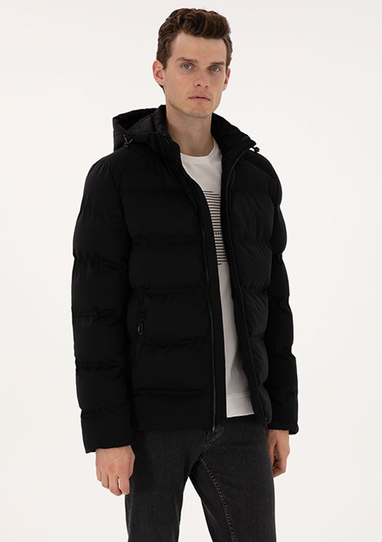 PİERRE CARDİN Siyah Erkek Basic Mont