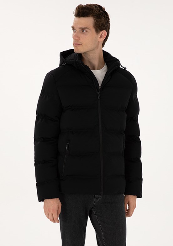 PİERRE CARDİN Siyah Erkek Basic Mont