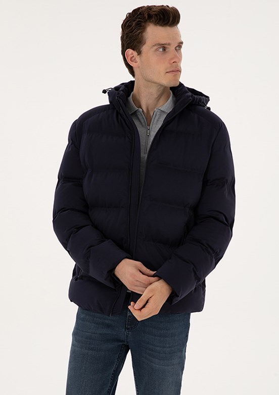 PİERRE CARDİN Lacivert Erkek Basic Mont