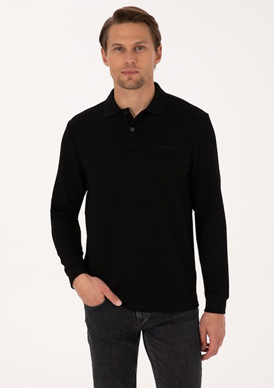 PİERRE CARDİN Siyah Erkek Regular Sweatshirt