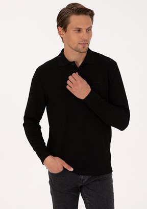 PİERRE CARDİN Siyah Erkek Regular Sweatshirt