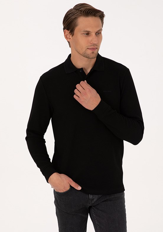 PİERRE CARDİN Siyah Erkek Regular Sweatshirt