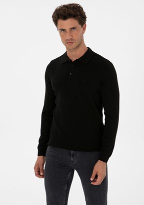 PİERRE CARDİN Siyah Erkek Slim Kazak