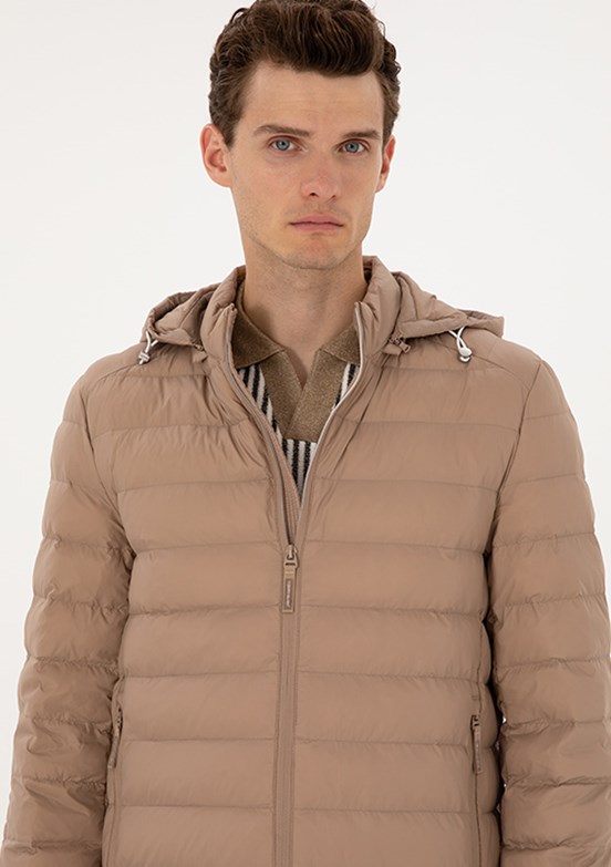 PİERRE CARDİN Bej Erkek Basic Mont