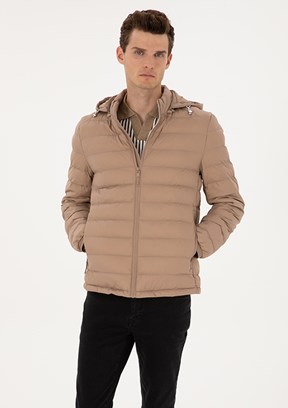 PİERRE CARDİN Bej Erkek Basic Mont