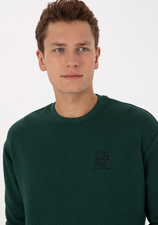US POLO ASSN Yeşil Erkek Cropped Sweatshirt