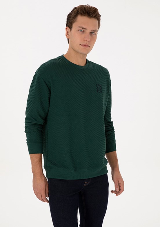 US POLO ASSN Yeşil Erkek Cropped Sweatshirt