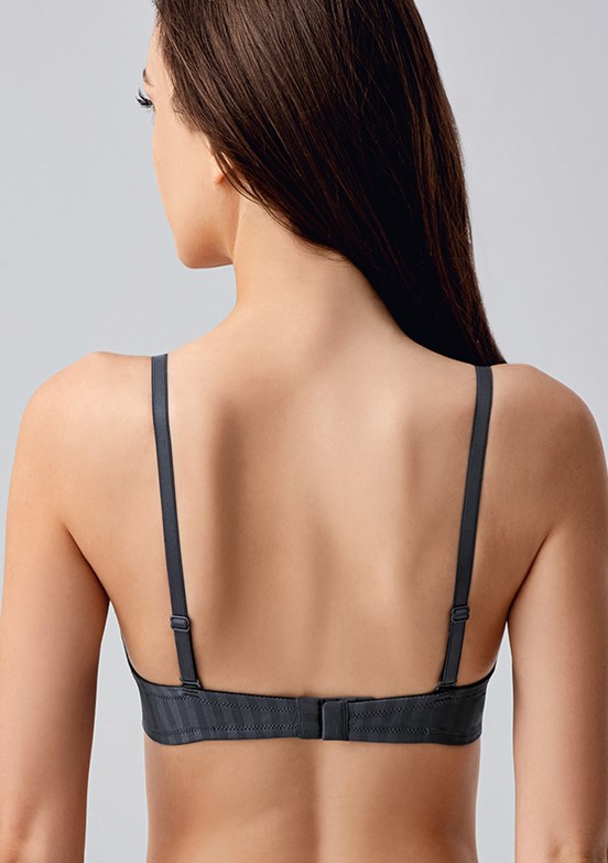 NEW BRA - 3370320000 Kadın Antrasit Çift Destekli Desenli Sütyen