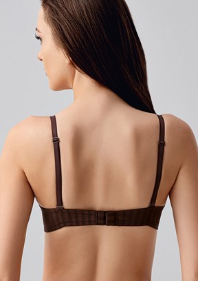 NEW BRA - 3370320000 Kadın Kahverengi Çift Destekli Desenli Sütyen