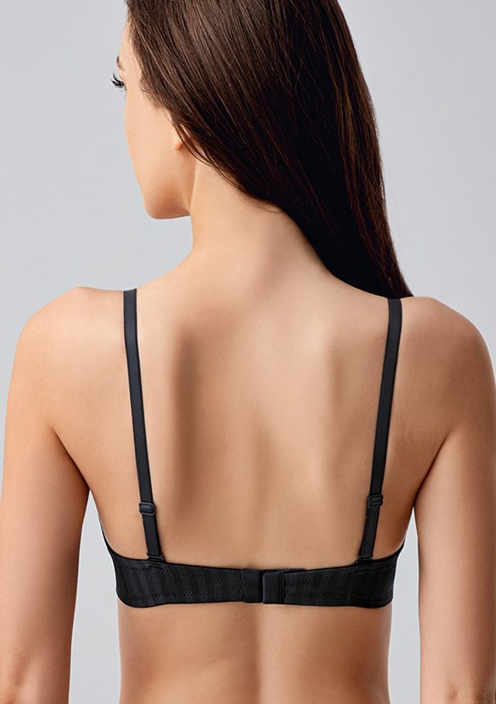NEW BRA - 3370320000 Kadın Siyah Çift Destekli Desenli Sütyen