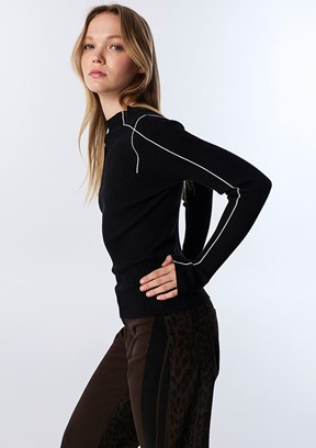 TWİST Siyah Kadın Bisiklet Yaka Kazak