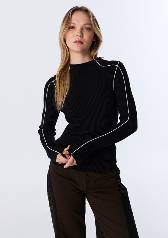 TWİST Siyah Kadın Bisiklet Yaka Kazak