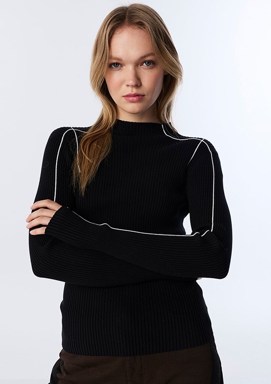 TWİST Siyah Kadın Bisiklet Yaka Kazak