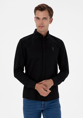 US POLO ASSN Erkek Siyah Uzun Kol Gömlek