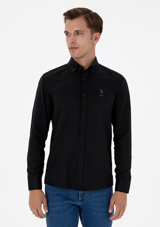 US POLO ASSN Erkek Siyah Uzun Kol Gömlek