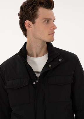 PİERRE CARDİN - Erkek Siyah Basic Mont