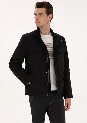 PİERRE CARDİN Erkek Siyah Basic Mont