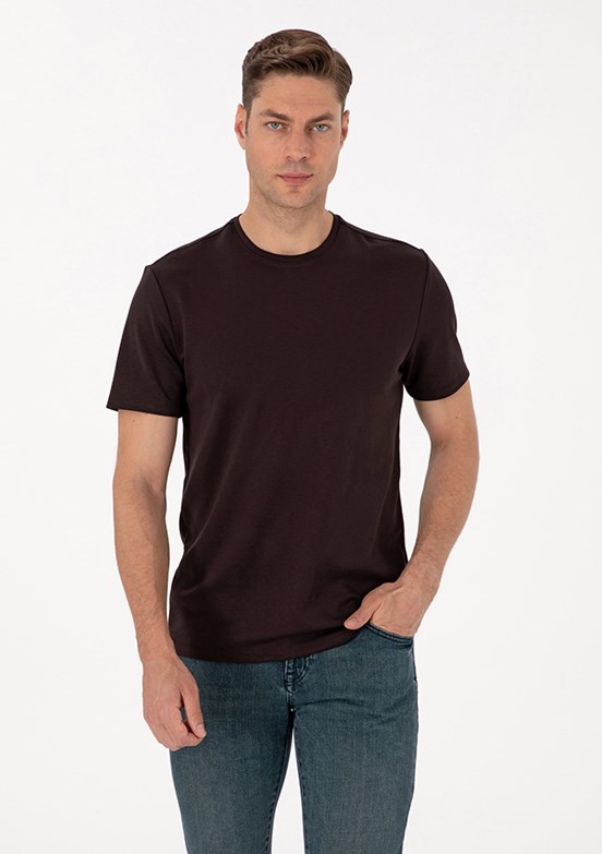 PİERRE CARDİN - Erkek Kahverengi Regular T-Shirt