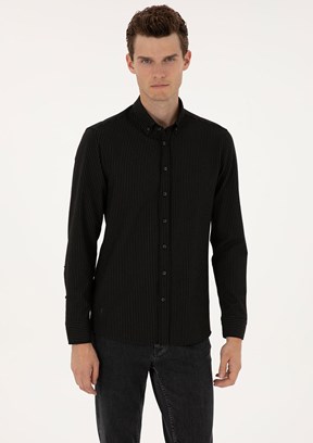 PİERRE CARDİN Siyah Erkek Uzun Kol Gömlek
