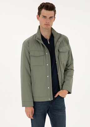 PİERRE CARDİN Erkek Yeşil Basic Mont