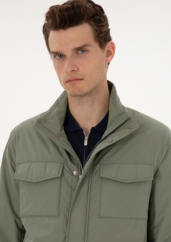 PİERRE CARDİN Erkek Yeşil Basic Mont