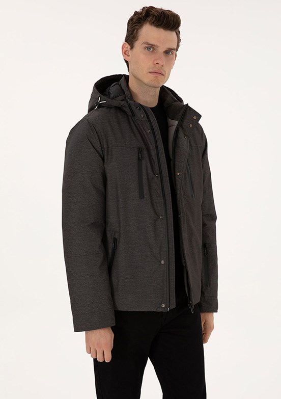 PİERRE CARDİN Antrasit Erkek Basic Mont