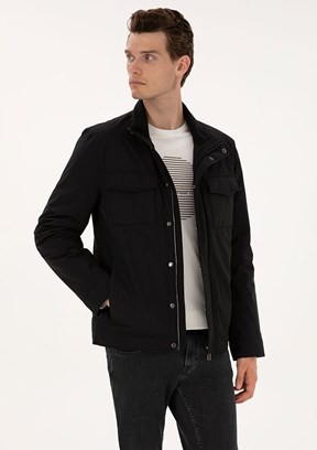 PİERRE CARDİN Siyah Erkek Basic Mont