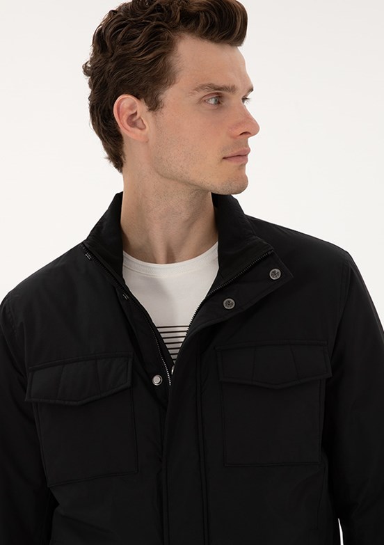 PİERRE CARDİN Siyah Erkek Basic Mont