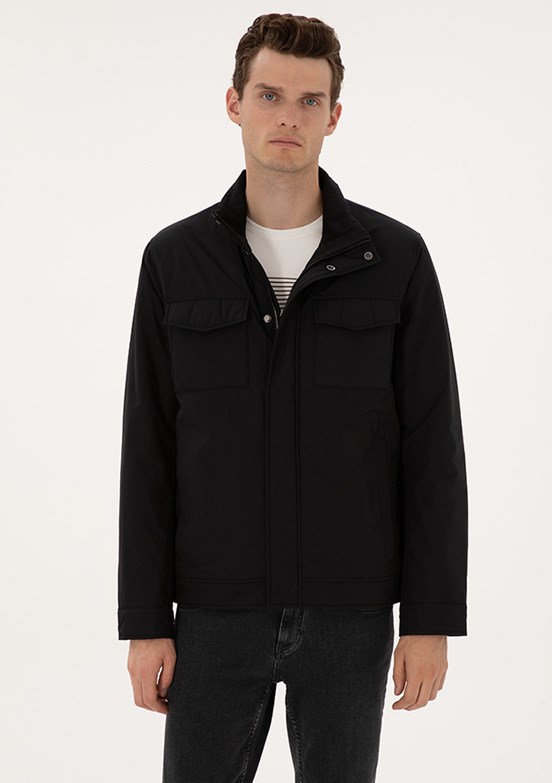 PİERRE CARDİN Siyah Erkek Basic Mont
