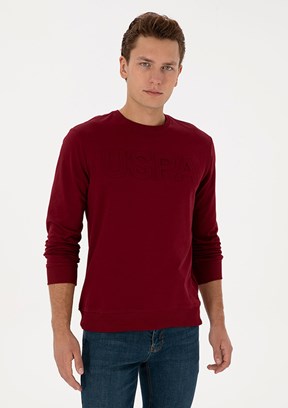 US POLO ASSN Bordo Erkek Basic Sweatshirt