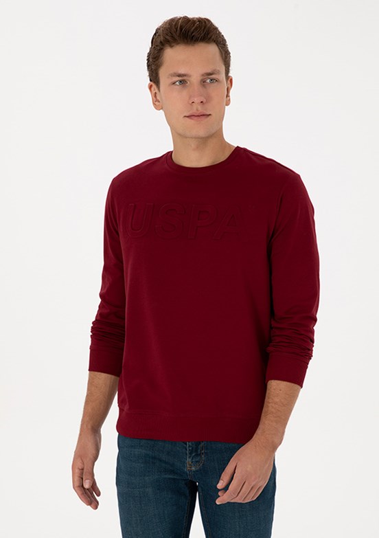 US POLO ASSN Bordo Erkek Basic Sweatshirt