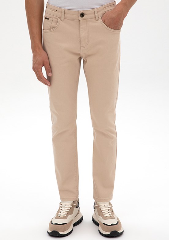 PİERRE CARDİN Bej Erkek Slim Jean Pantolon