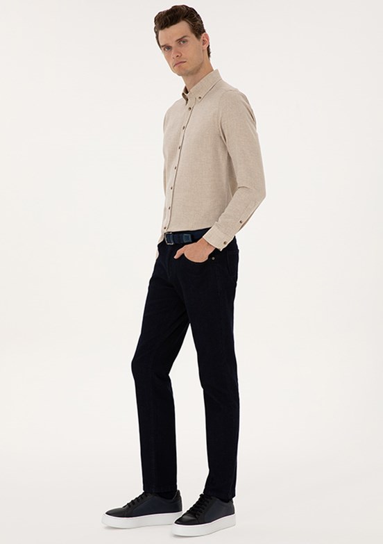 PİERRE CARDİN Erkek Lacivert Straight Jean Pantolon