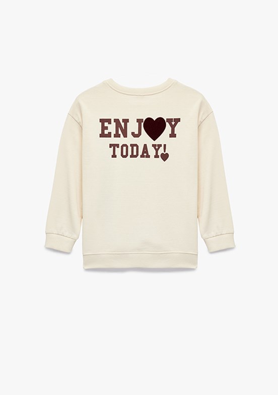 KOTON - 6WMG10058AK Kız Bebek Bej Pamuklu Sweatshirt