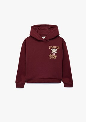 KOTON Bordo Kız Çocuk Bisiklet Yaka Sweatshirt