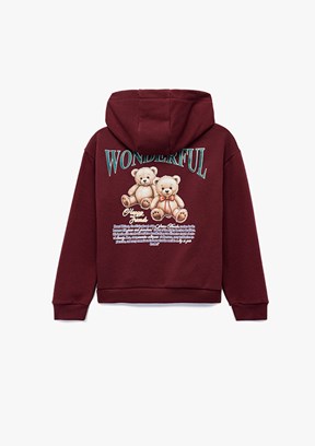 KOTON Bordo Kız Çocuk Bisiklet Yaka Sweatshirt