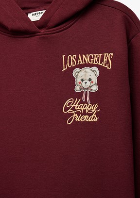 KOTON Bordo Kız Çocuk Bisiklet Yaka Sweatshirt