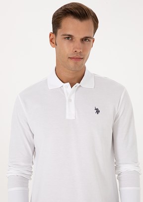 US POLO ASSN Erkek Beyaz Basic Sweatshirt