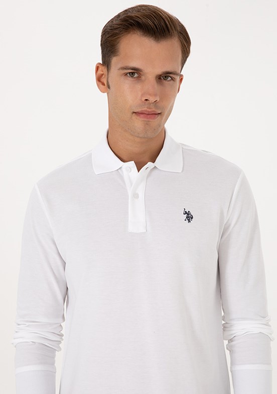 US POLO ASSN Erkek Beyaz Basic Sweatshirt
