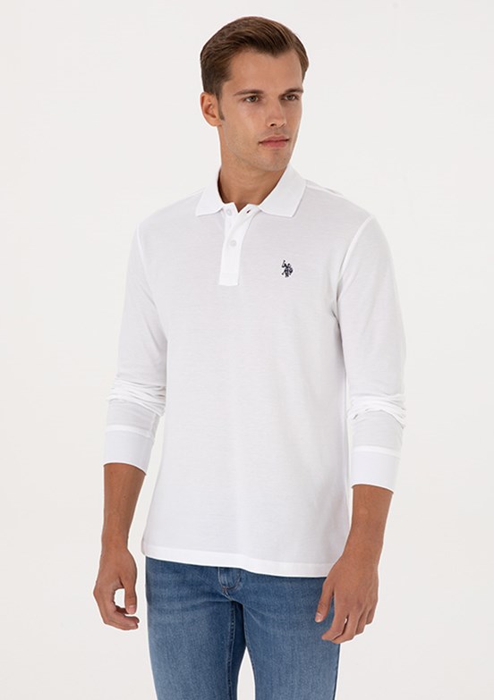 US POLO ASSN Erkek Beyaz Basic Sweatshirt