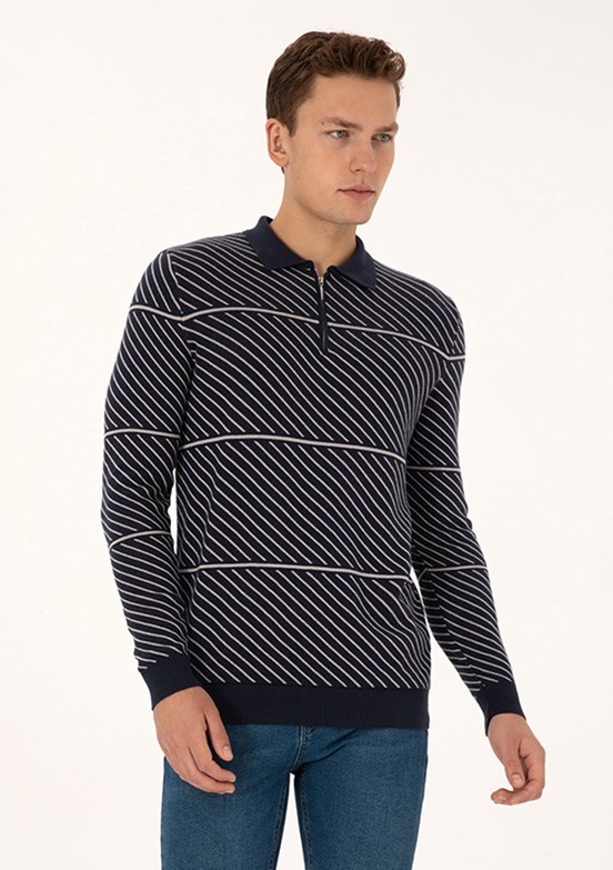 US POLO ASSN Erkek Lacivert Slim Kazak