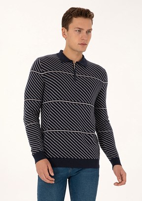 US POLO ASSN Erkek Lacivert Slim Kazak