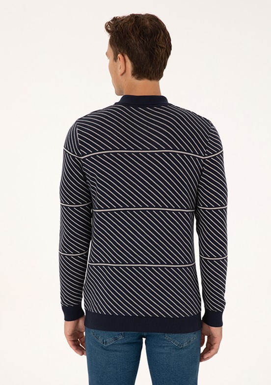 US POLO ASSN Erkek Lacivert Slim Kazak