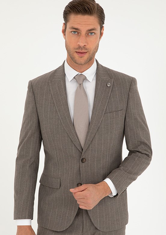 PİERRE CARDİN Kahverengi Erkek Slim Takım Elbise